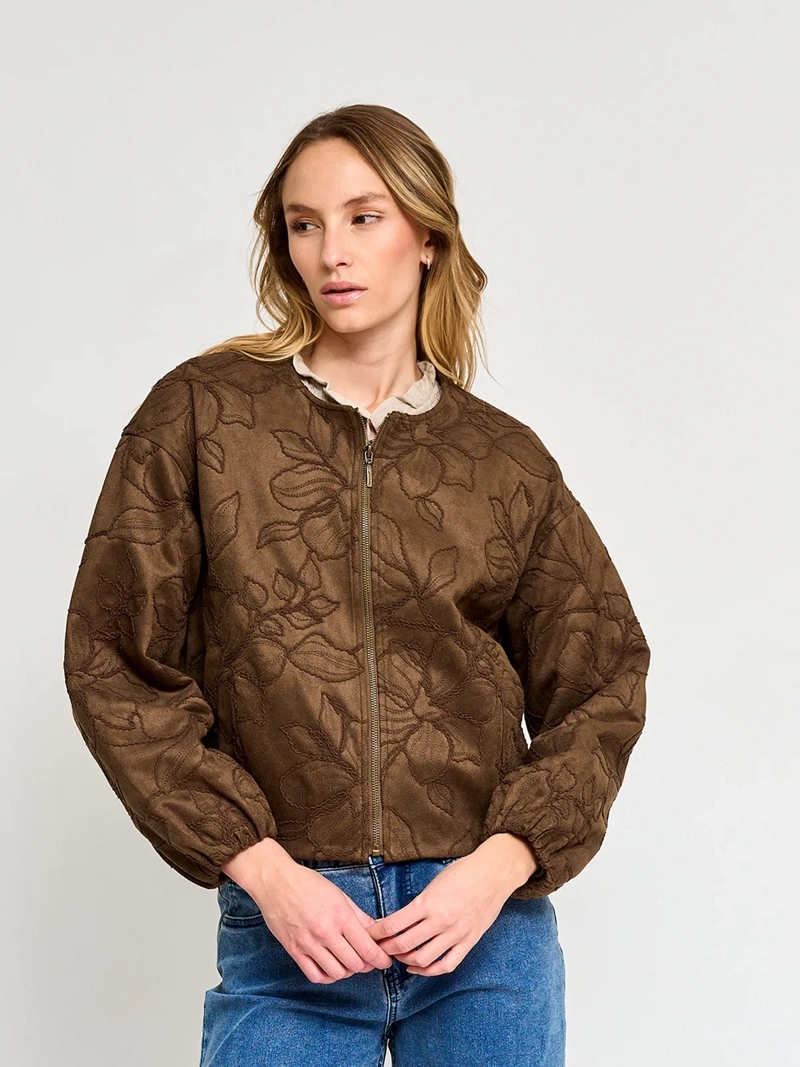 CHAQUETA MUJER TATIENNE BOMBER SUEDE BORDADA - 2