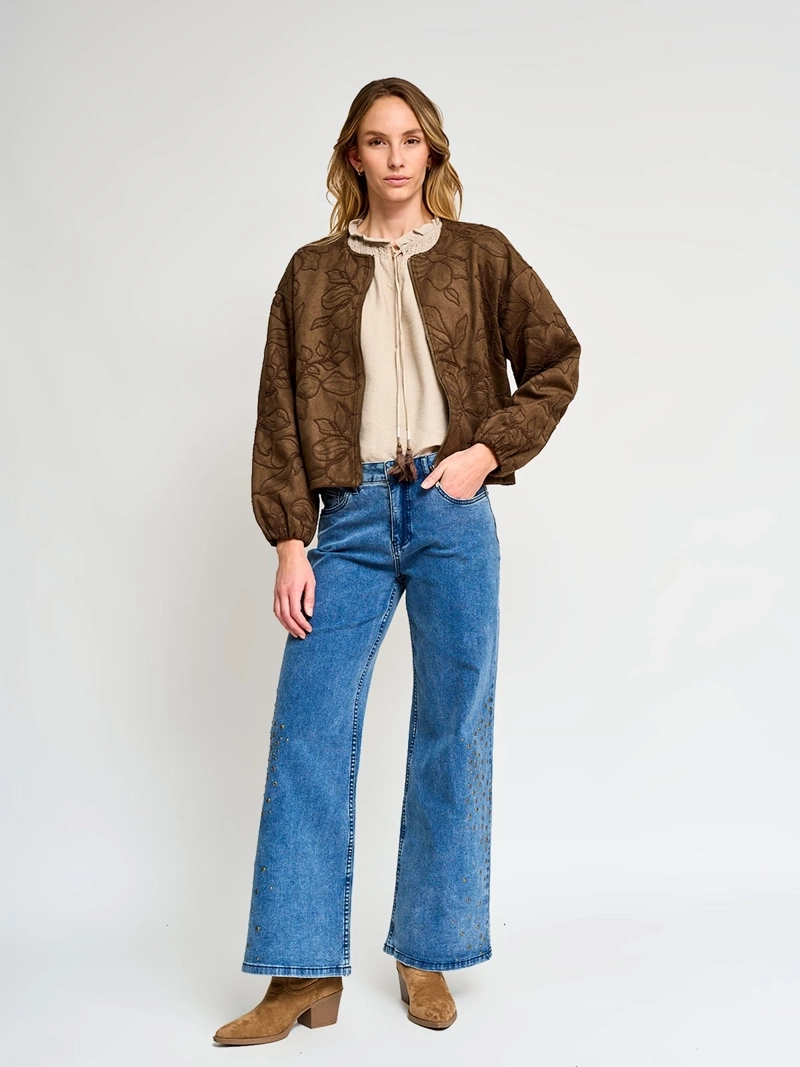 CHAQUETA MUJER TATIENNE BOMBER SUEDE BORDADA - 5