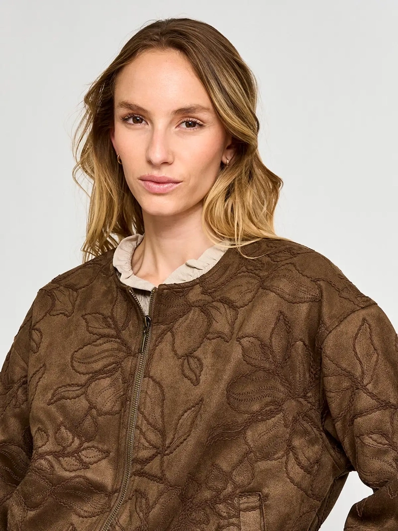 CHAQUETA MUJER TATIENNE BOMBER SUEDE BORDADA - 4