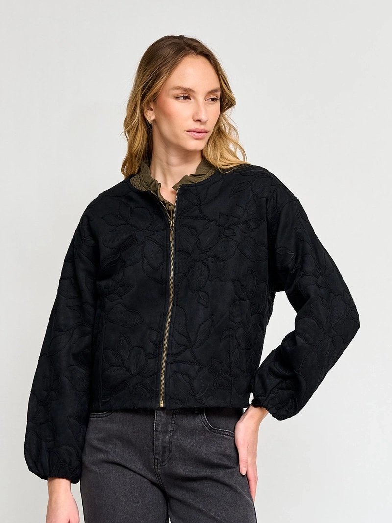 CHAQUETA MUJER TATIENNE BOMBER SUEDE BORDADA - 2