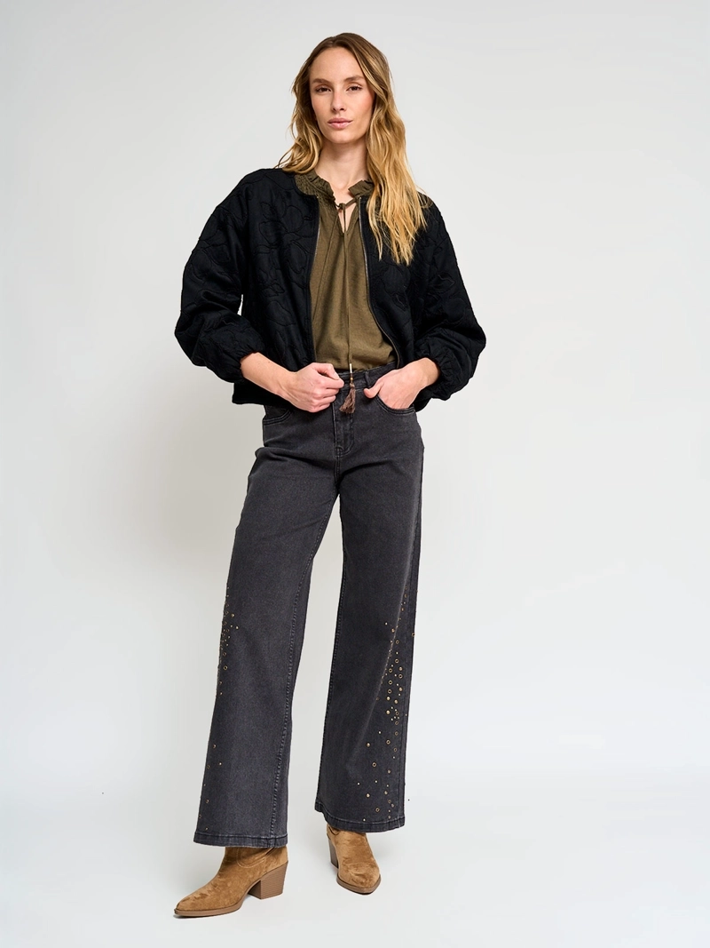 CHAQUETA MUJER TATIENNE BOMBER SUEDE BORDADA - 5