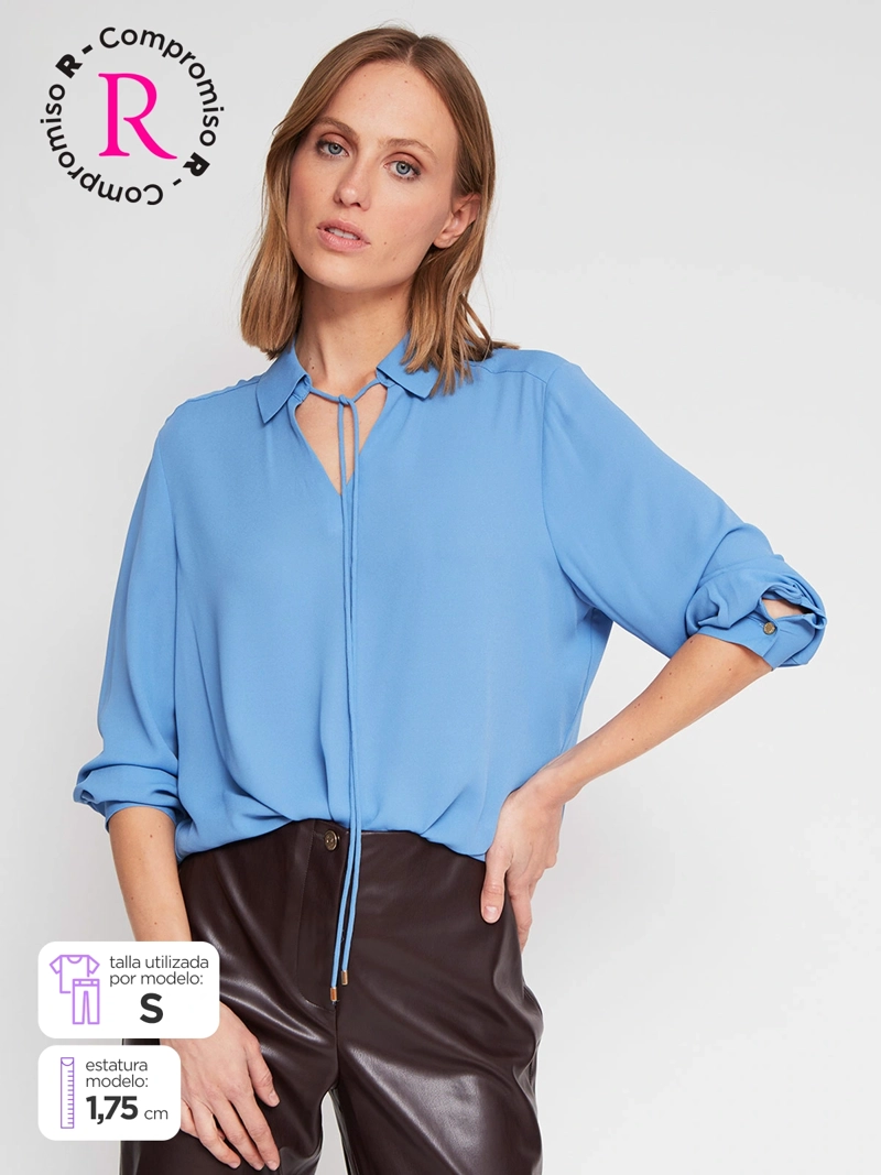 BLUSA MUJER CACHAREL CUELLO CAMISERO MANGA LARGA - 1