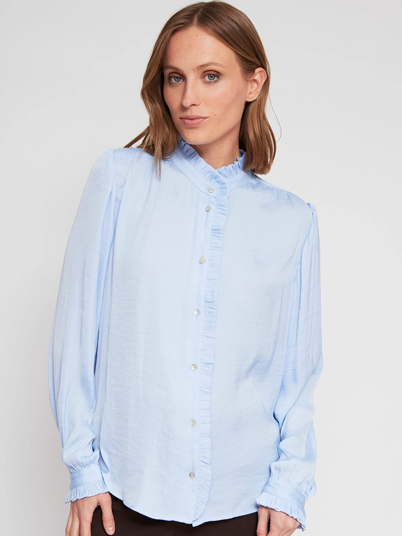 BLUSA MUJER CACHAREL CUELLO MAO MANGA LARGA LAZO - 2