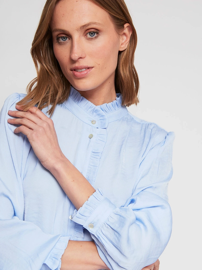 BLUSA MUJER CACHAREL CUELLO MAO MANGA LARGA LAZO - 4