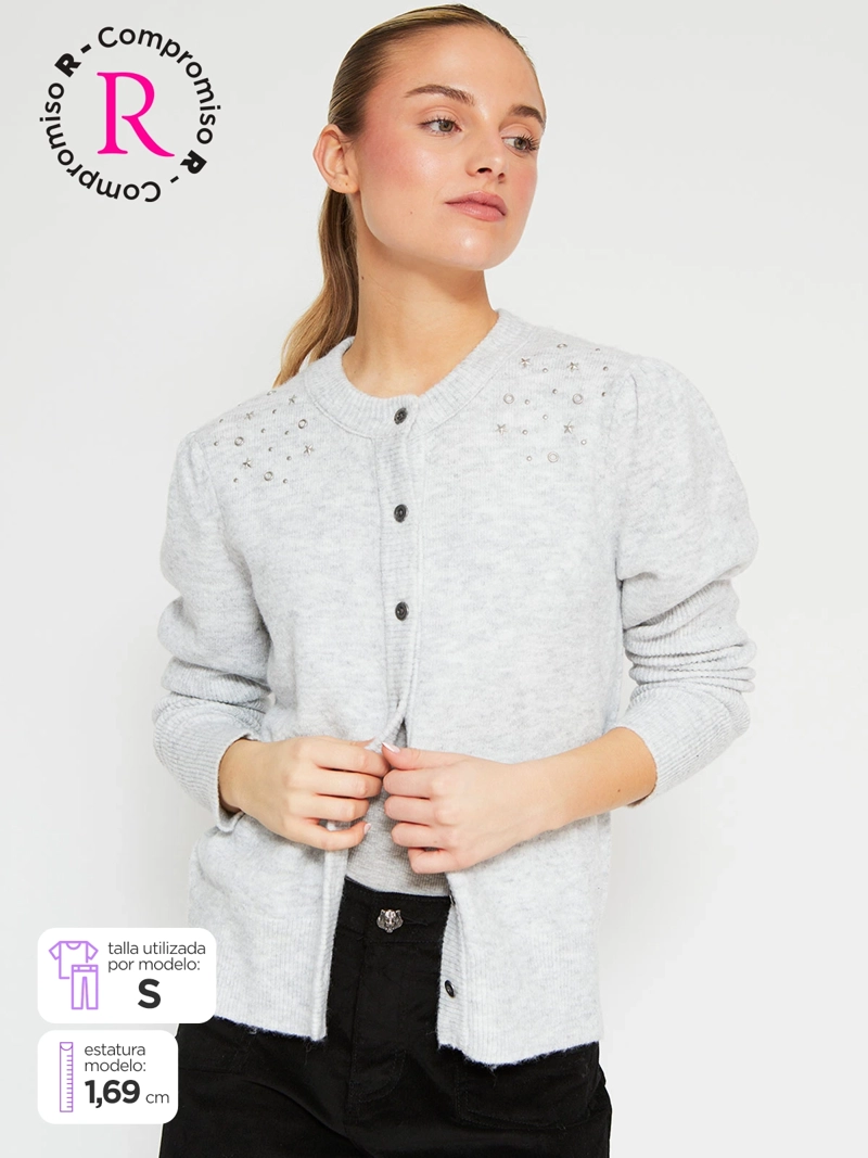 CARDIGAN MUJER BARBADOS TACHAS - 1