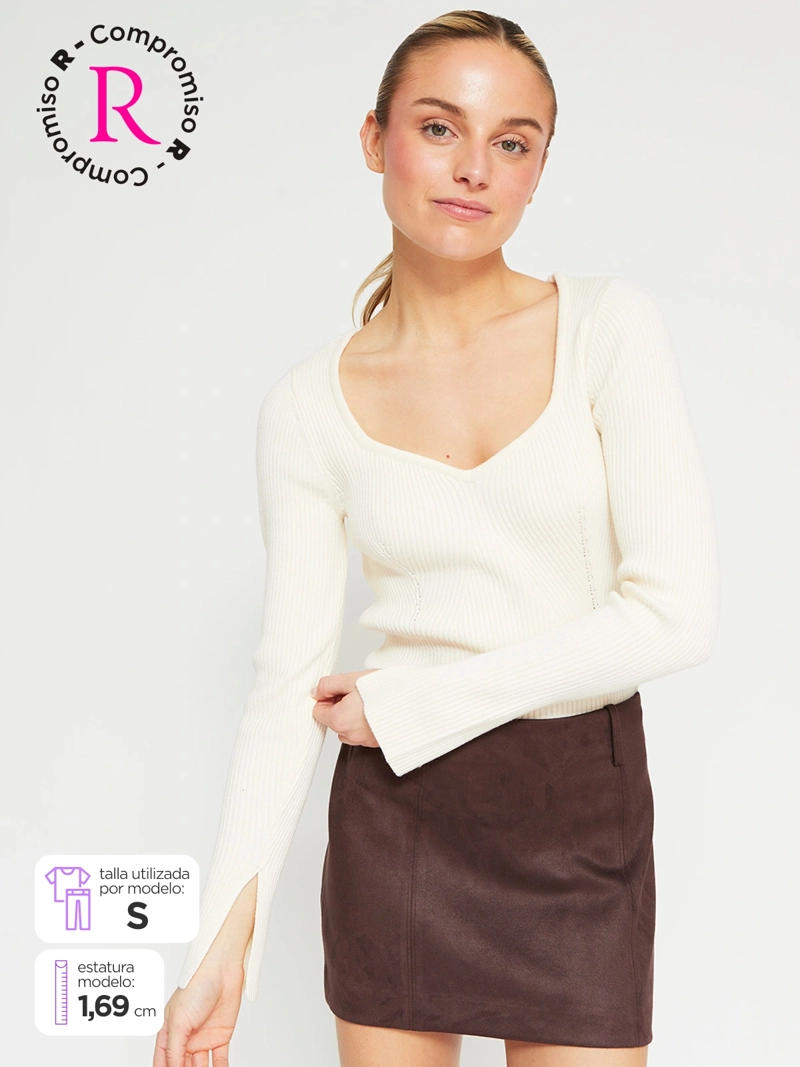 SWEATER MUJER INDEX ESCOTE CORAZÓN MANGA LARGA - 1