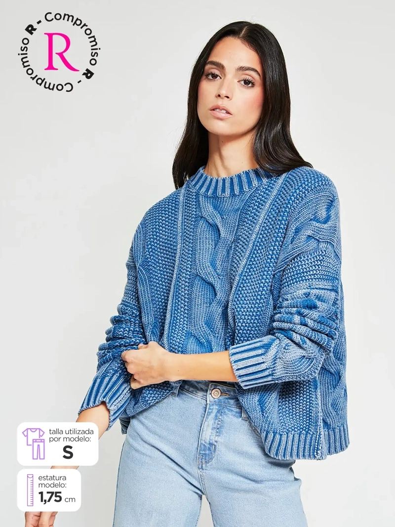 SWEATER MUJER BARBADOS ALGODÓN TRENZADO - 1