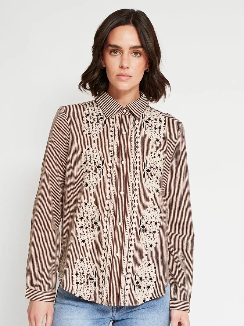BLUSA MUJER TATIENNE ALGODÓN MANGA LARGA BORDADA - 2