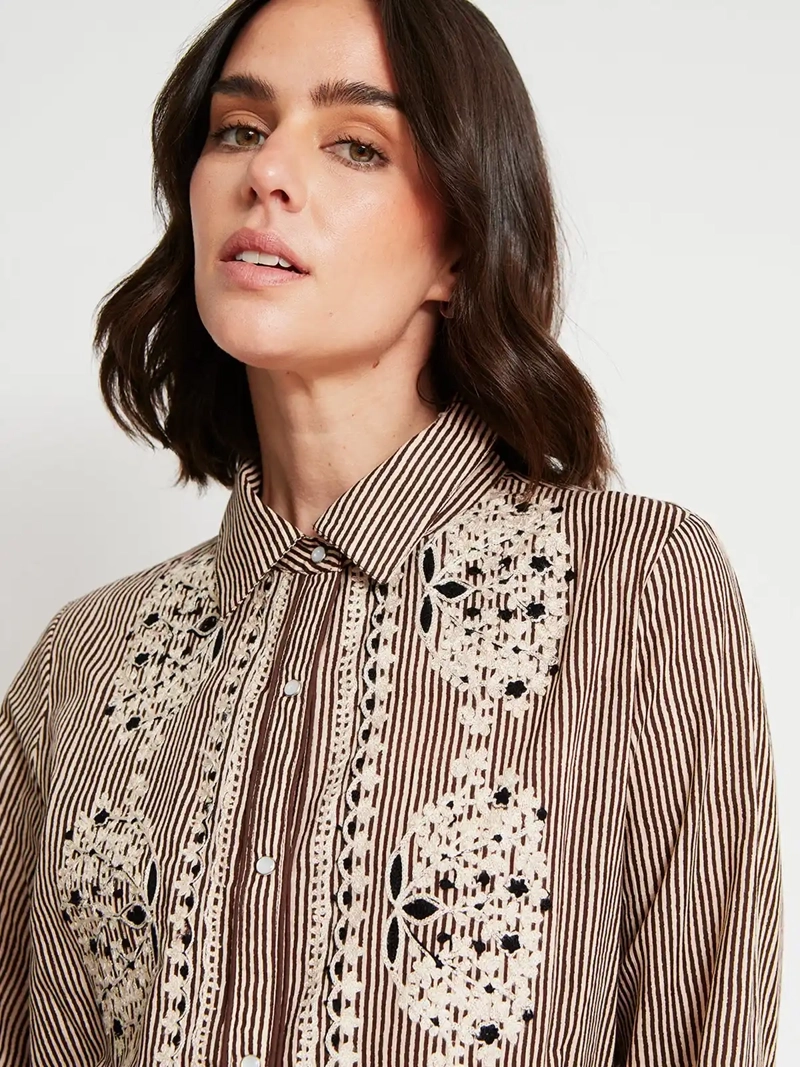 BLUSA MUJER TATIENNE ALGODÓN MANGA LARGA BORDADA - 4