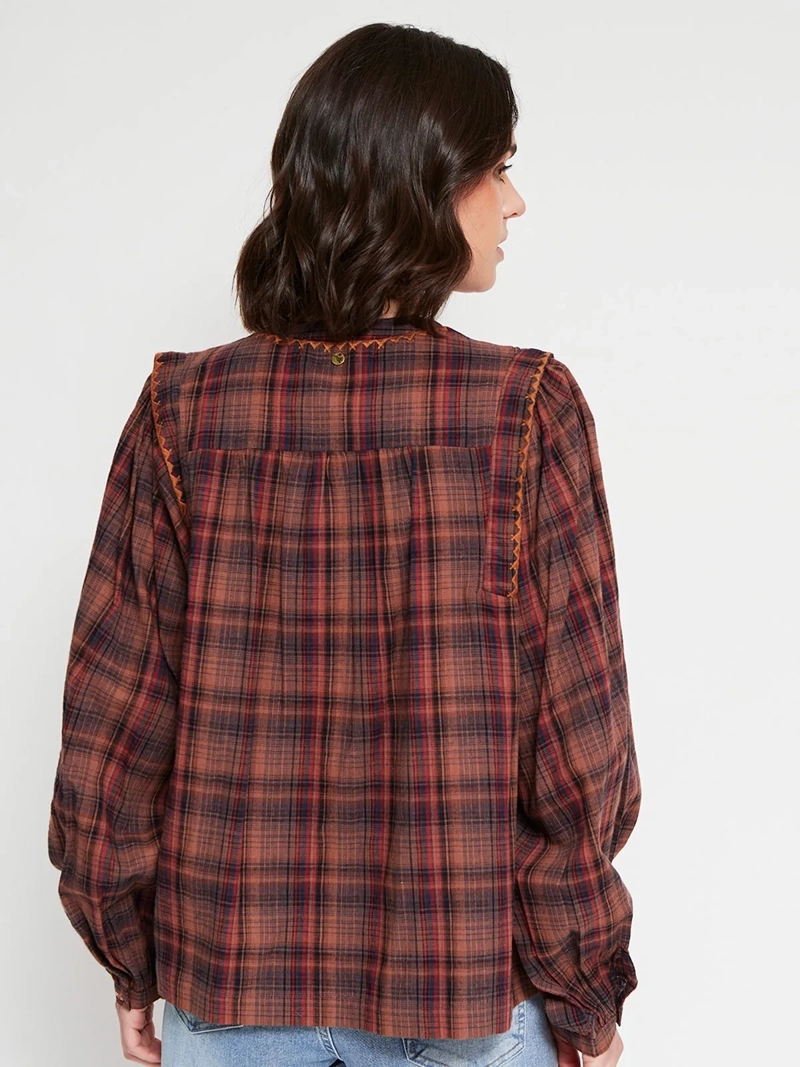 BLUSA MUJER TATIENNE ALGODÓN MANGA LARGA CUADRILLÉ - 3