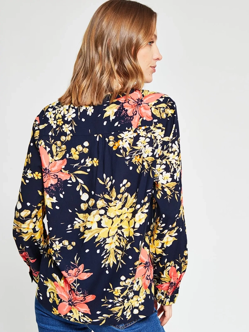 BLUSA MUJER AZIZ CUELLO MAO MANGA LARGA ESTAMPADA - 3