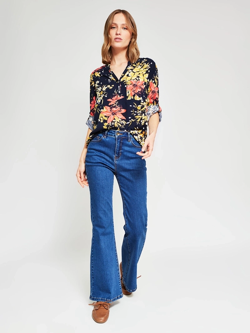 BLUSA MUJER AZIZ CUELLO MAO MANGA LARGA ESTAMPADA - 5