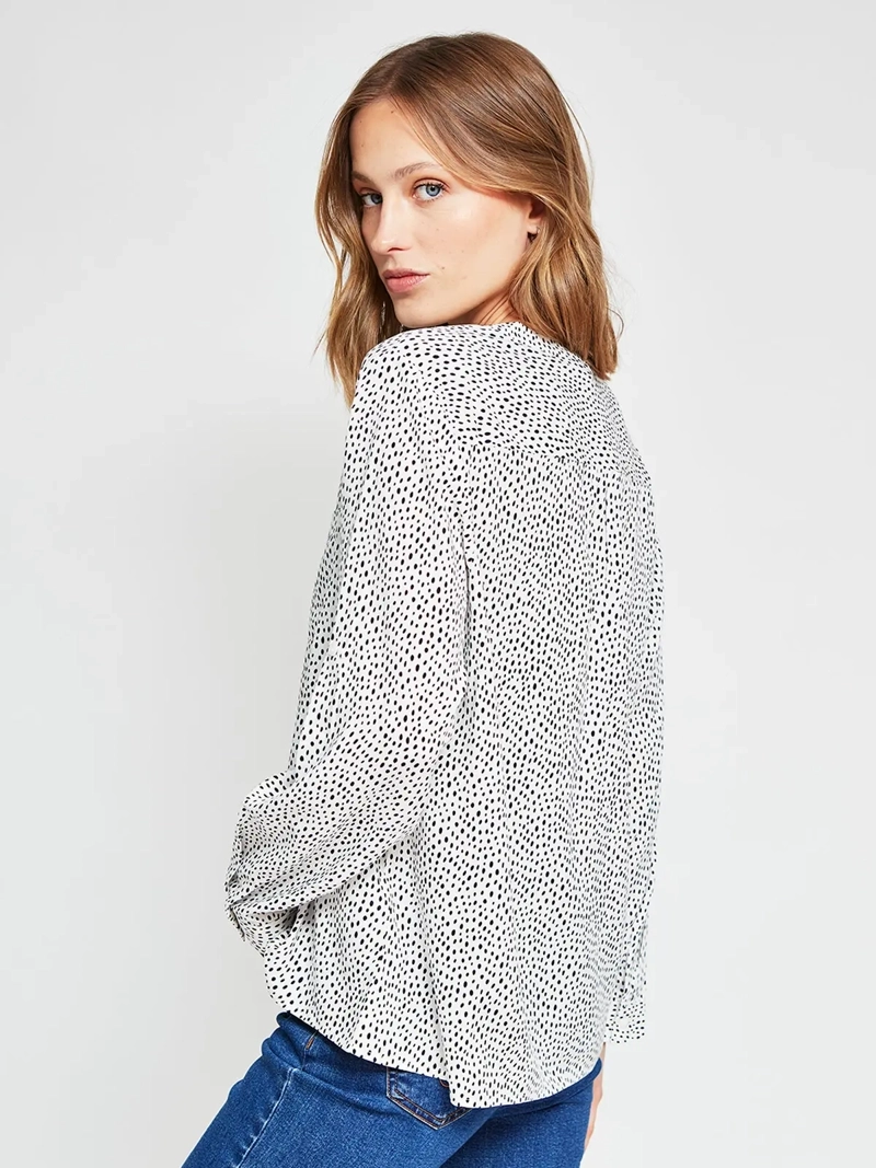 BLUSA MUJER AZIZ CUELLO MAO MANGA LARGA ESTAMPADA - 3