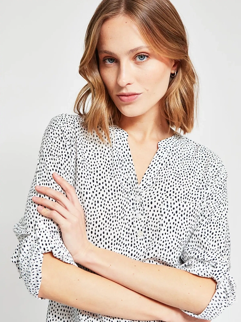BLUSA MUJER AZIZ CUELLO MAO MANGA LARGA ESTAMPADA - 4