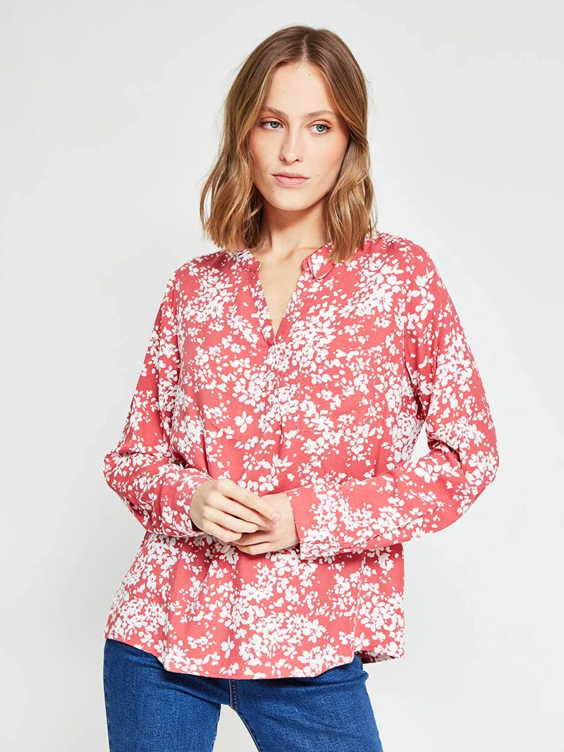 BLUSA MUJER AZIZ CUELLO MAO MANGA LARGA ESTAMPADA - 2