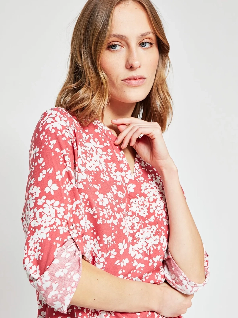 BLUSA MUJER AZIZ CUELLO MAO MANGA LARGA ESTAMPADA - 4