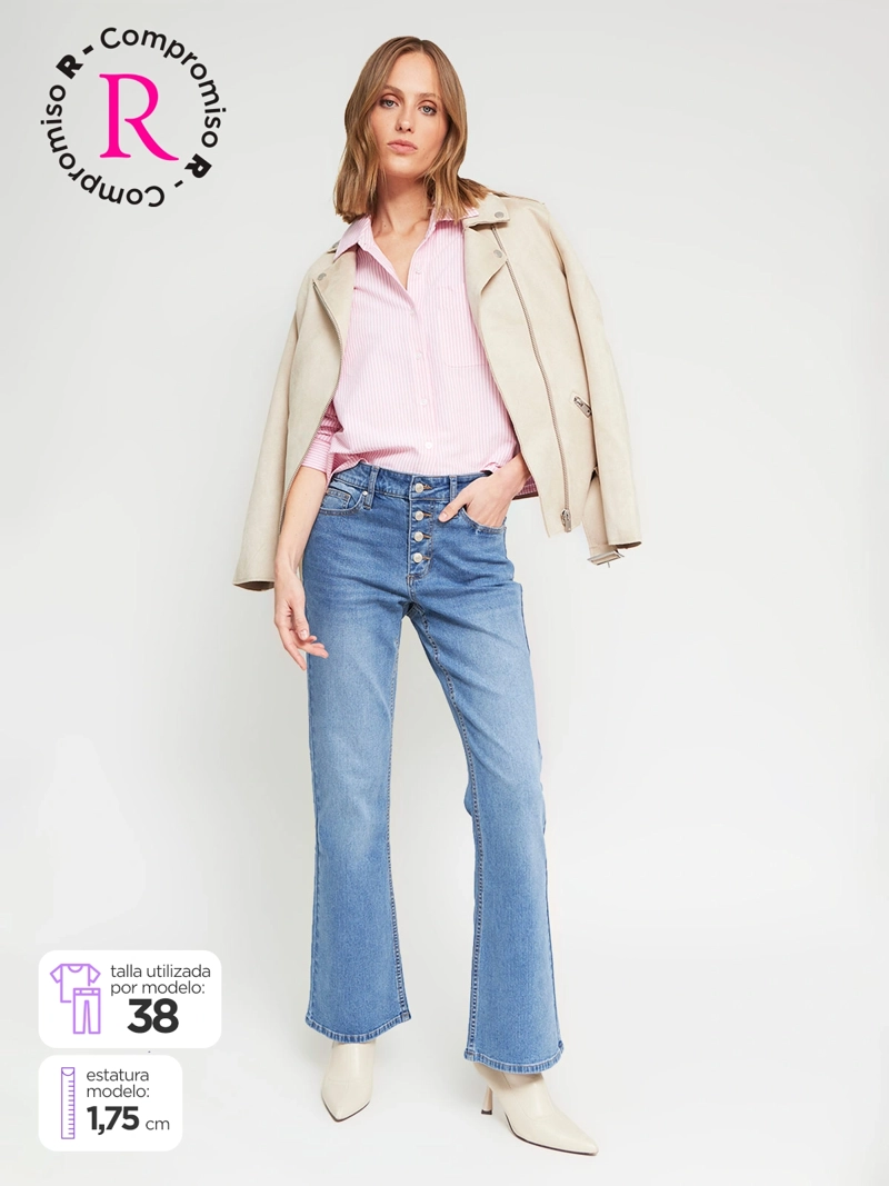 JEANS MUJER MARQUIS ALGODÓN FLARE BOTONES - 1