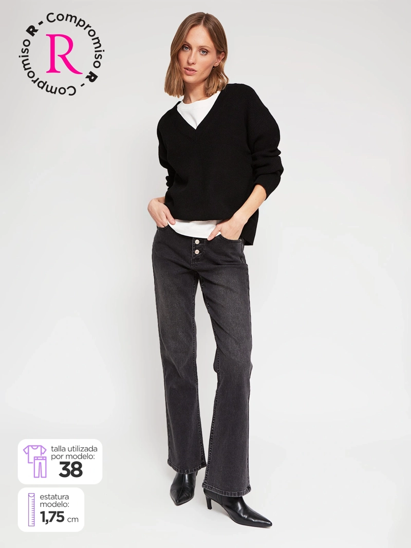 JEANS MUJER MARQUIS ALGODÓN FLARE BOTONES - 1