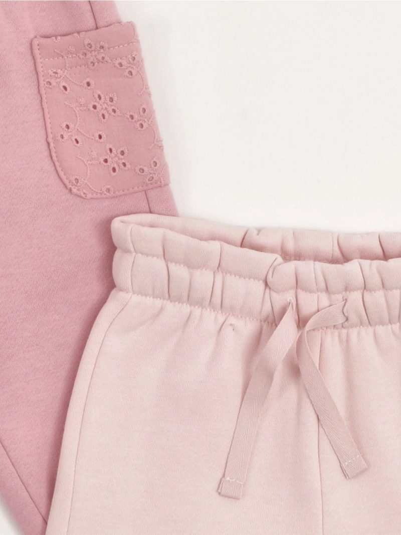 PACK X2 PANTALÓN DE BUZO NIÑA BABY HARVEST BRODERIE Y LISO - 3