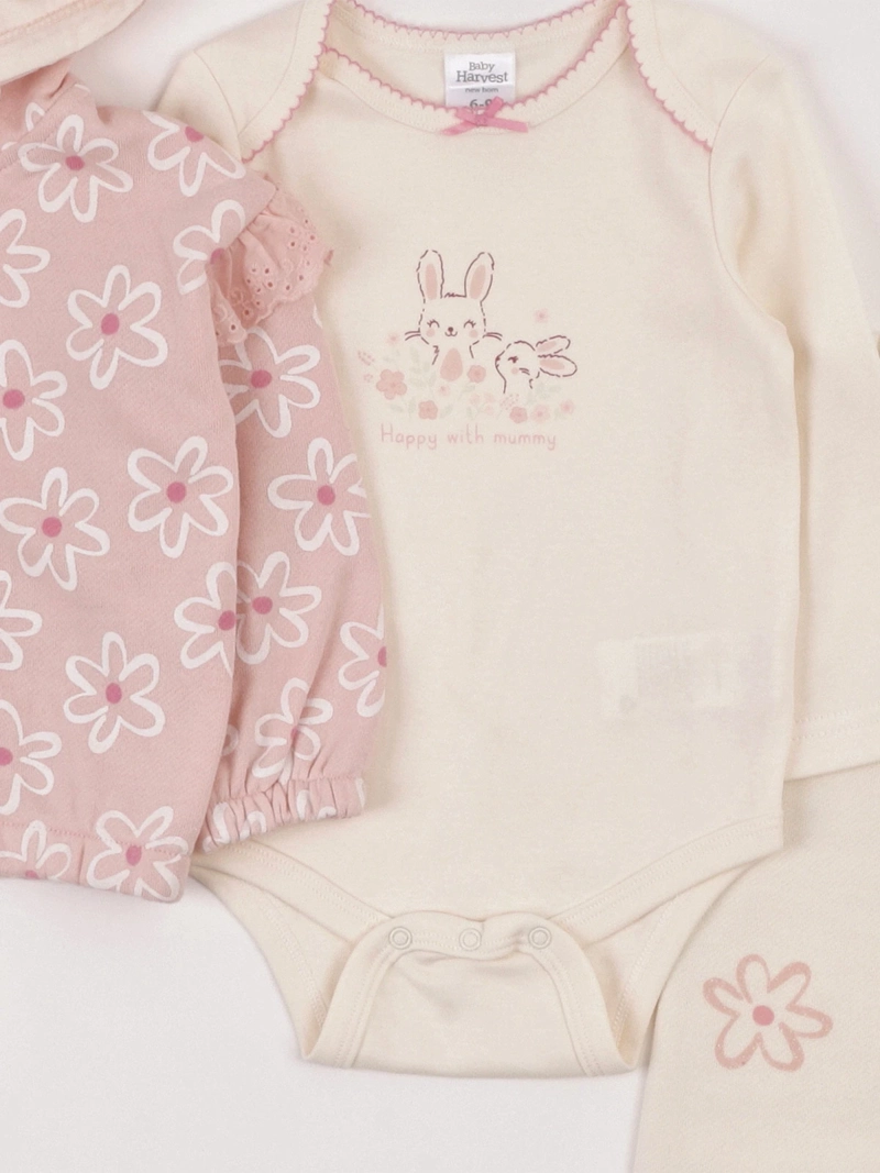 CONJUNTO POLERÓN + PANTALÓN DE BUZO + BODY NIÑA BABY HARVEST ALGODÓN  - 3