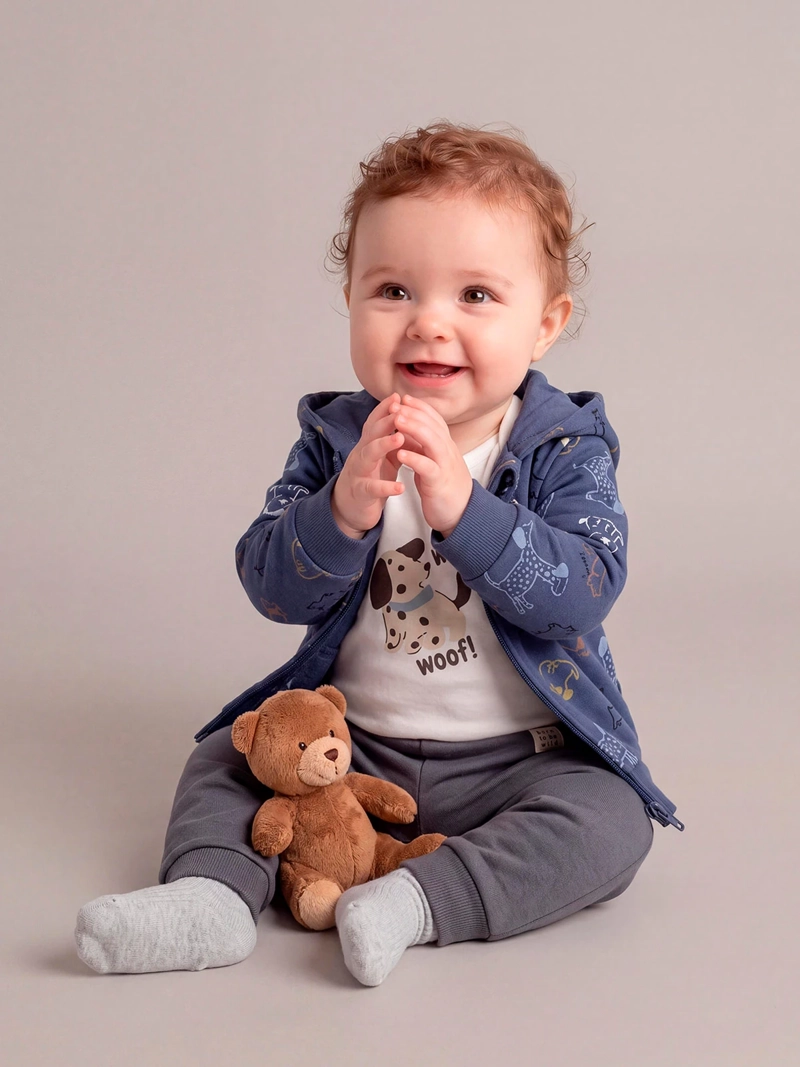 CONJUNTO POLERÓN + PANTALÓN DE BUZO + BODY NIÑO BABY HARVEST ALGODÓN