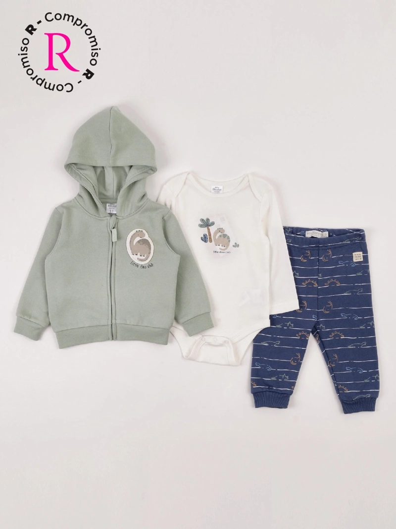 BABY HARVEST CONJUNTO POLERÓN + PANTALÓN DE BUZO + BODY NIÑO BABY HARVEST ALGODÓN