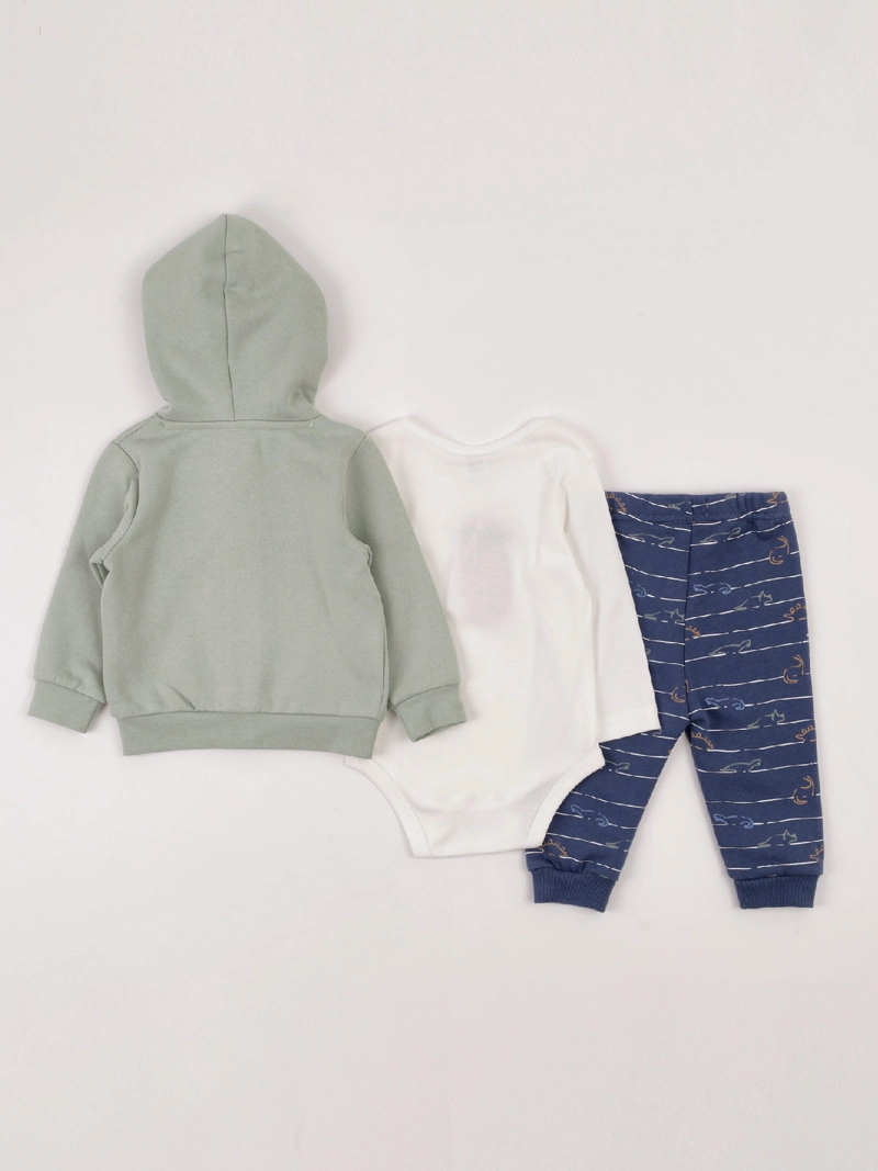 CONJUNTO POLERÓN + PANTALÓN DE BUZO + BODY NIÑO BABY HARVEST ALGODÓN  - 2