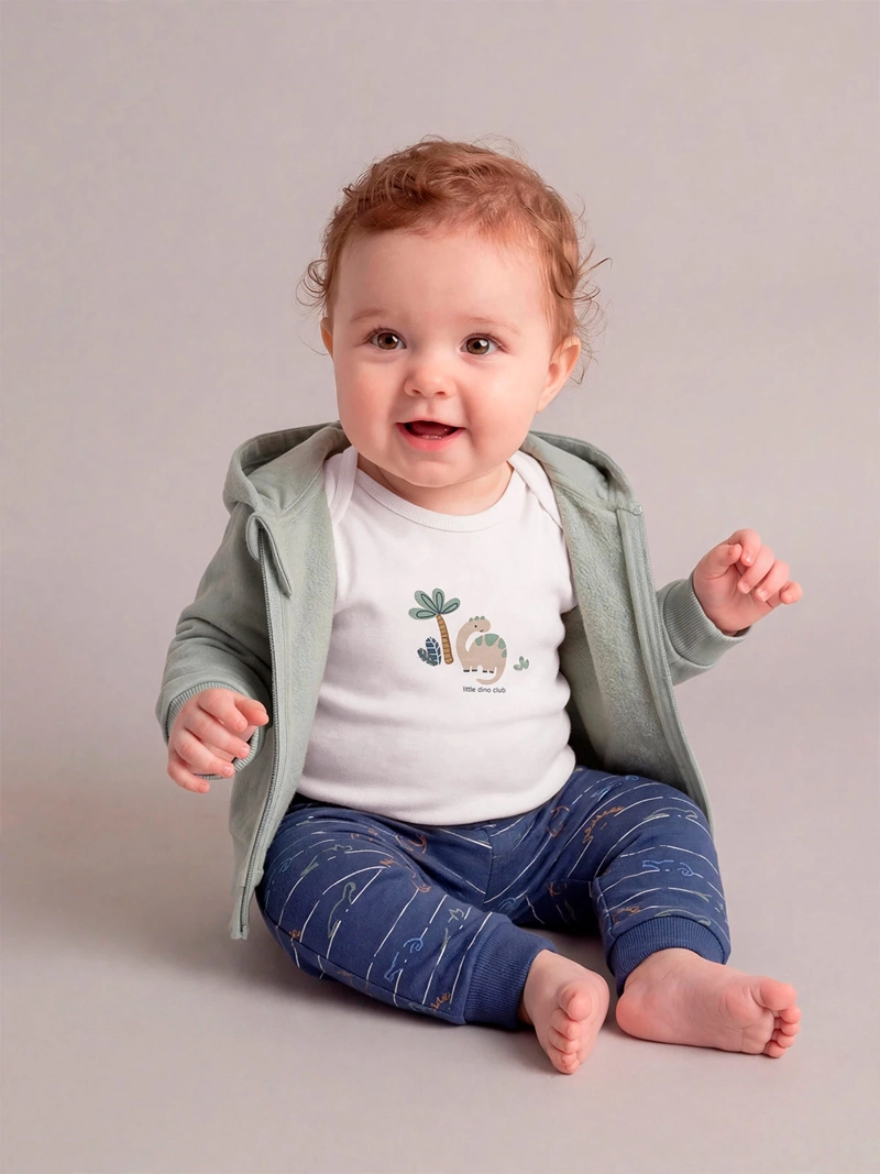 CONJUNTO POLERÓN + PANTALÓN DE BUZO + BODY NIÑO BABY HARVEST ALGODÓN