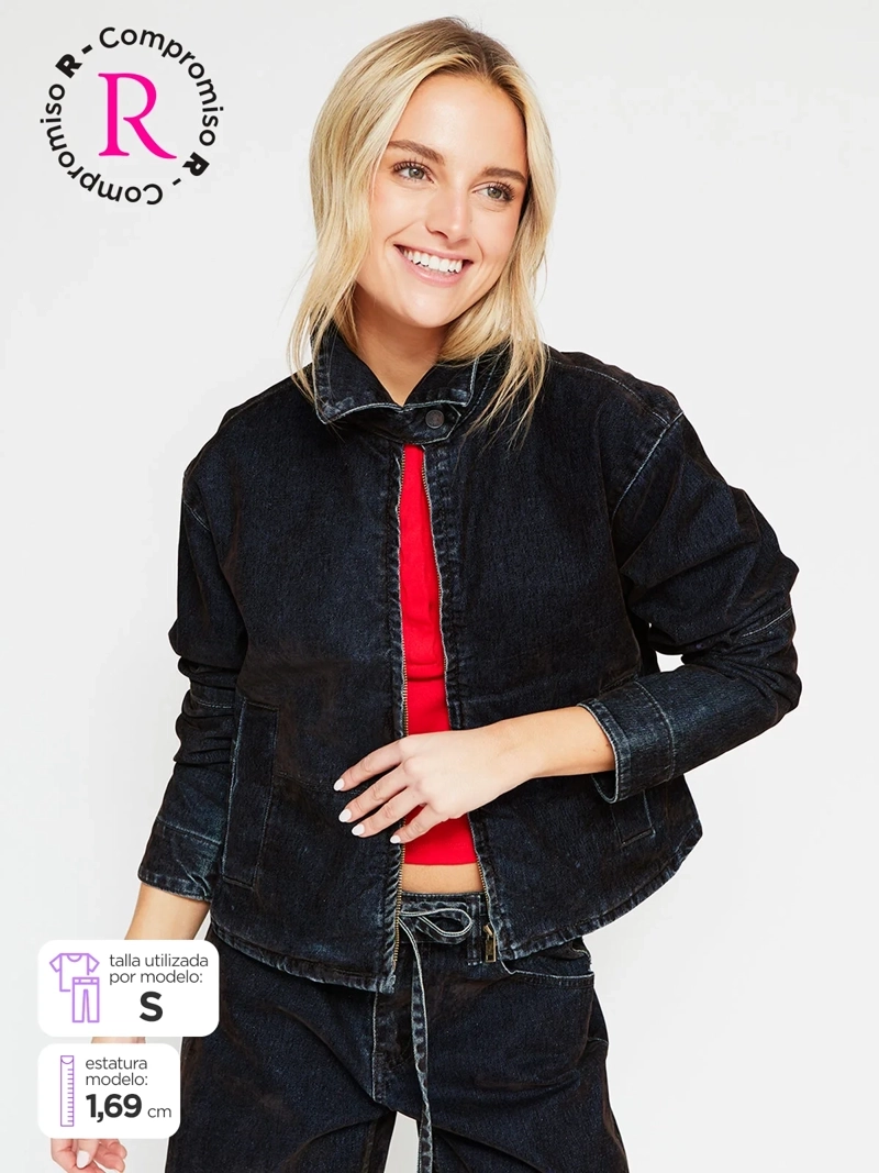 CHAQUETA MUJER INDEX ALGODÓN CORTA EFECTO PLUSH - 1