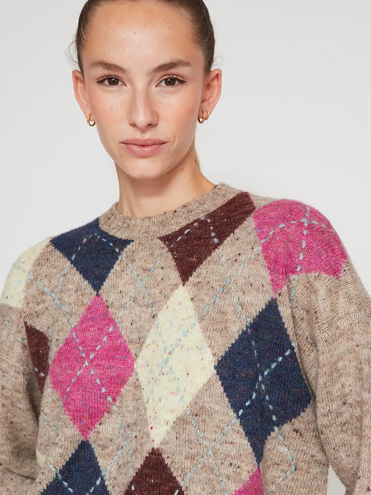 SWEATER MUJER INDEX MANGA LARGA ROMBOS - 3