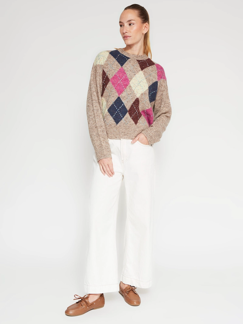 SWEATER MUJER INDEX MANGA LARGA ROMBOS - 4