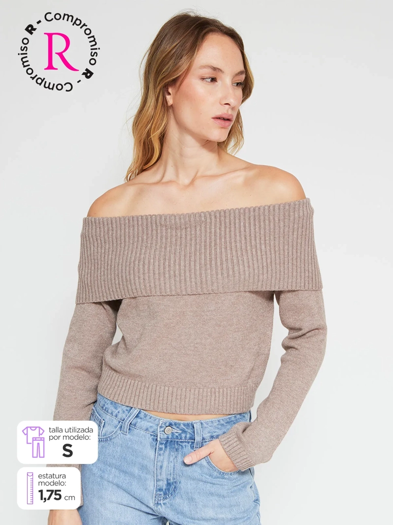 SWEATER MUJER INDEX MANGA LARGA BARDOT - 1