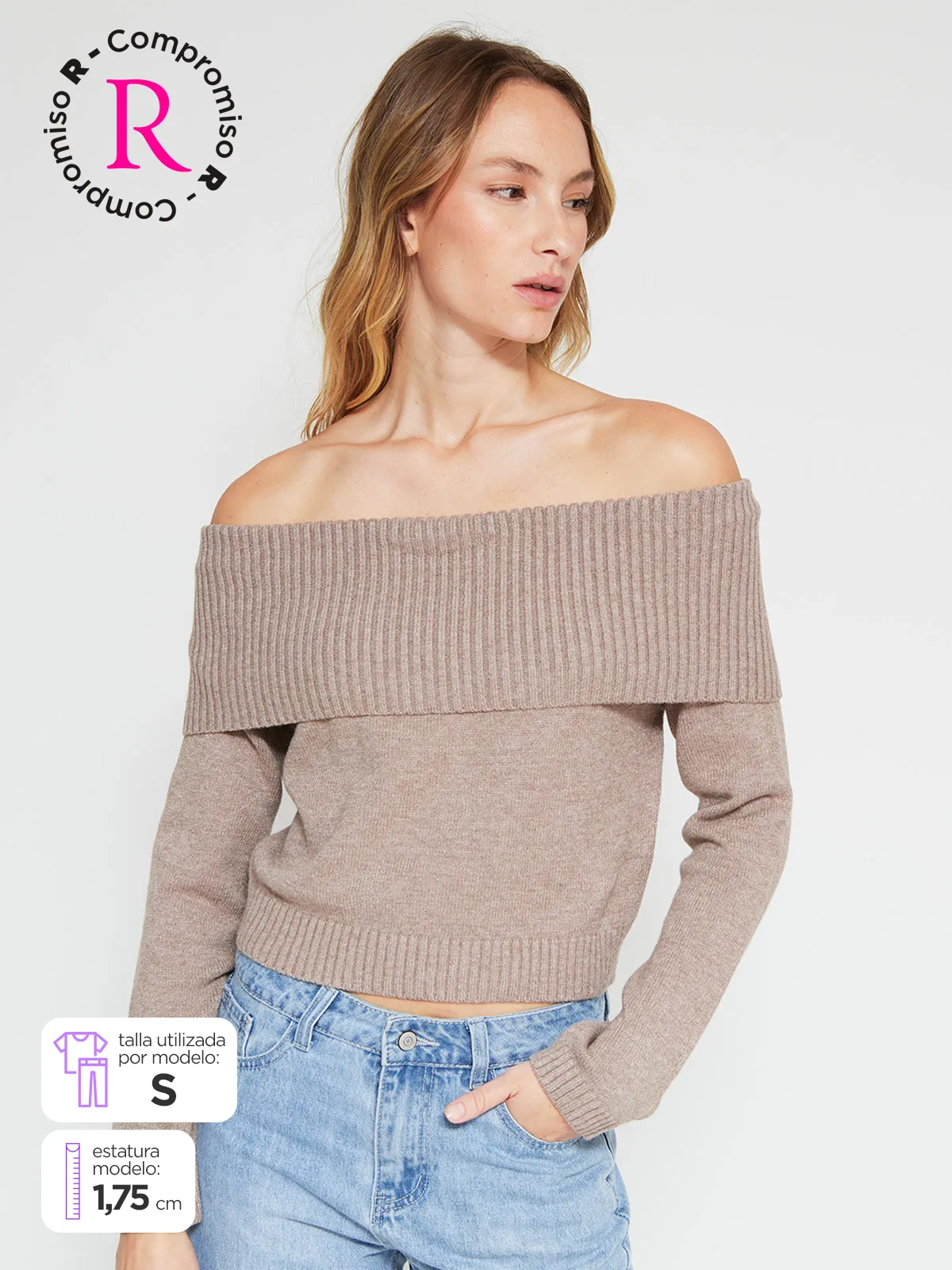 SWEATER MUJER INDEX MANGA LARGA BARDOT - 1