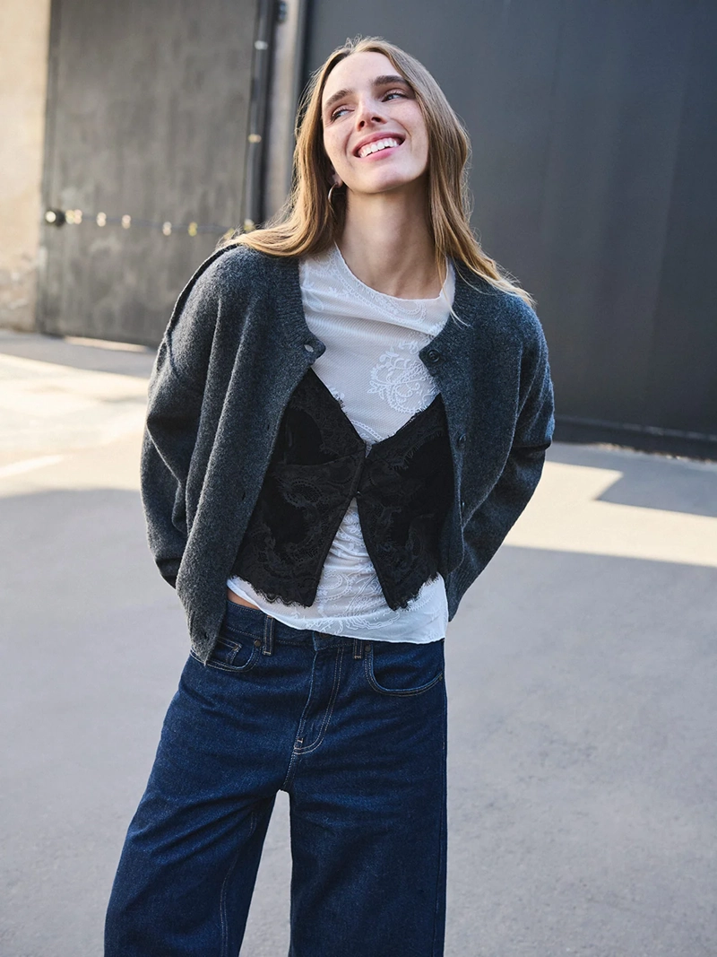 CARDIGAN MUJER INDEX MANGA LARGA - 1