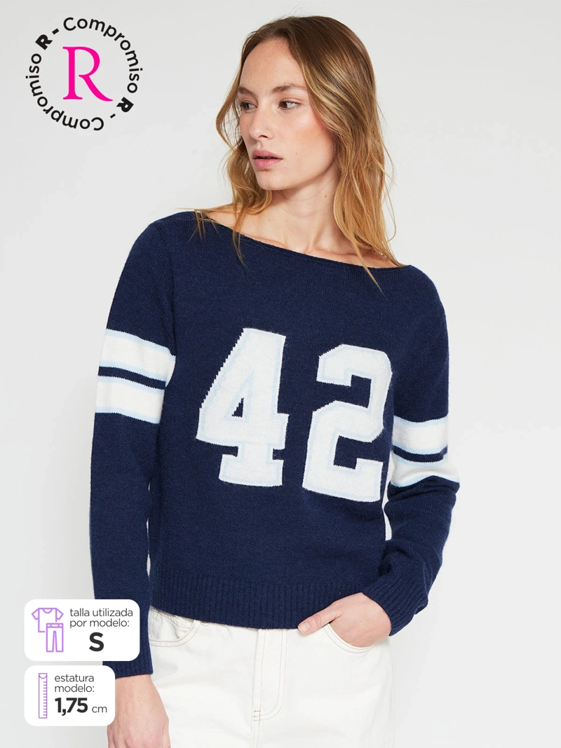 SWEATER MUJER INDEX MANGA LARGA COLLEGE