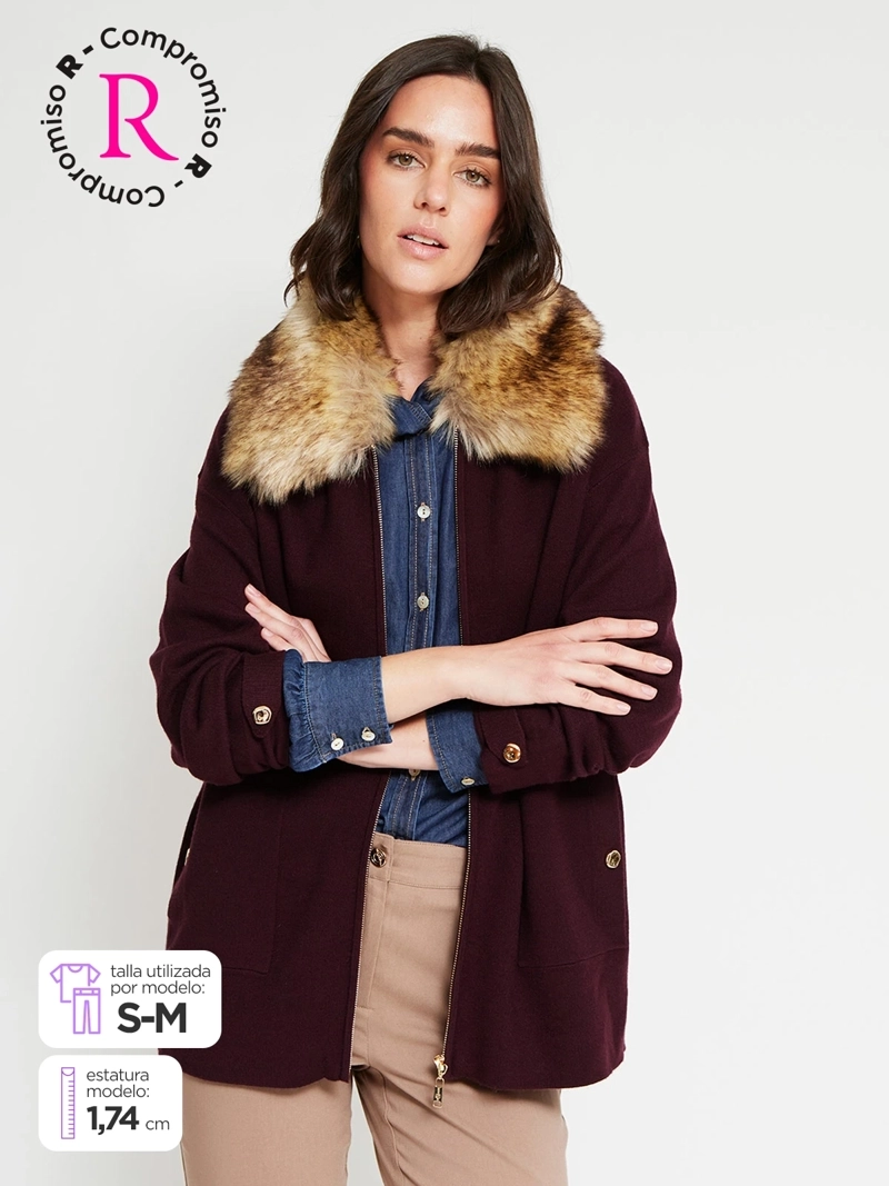 CARDIGAN MUJER CACHAREL CIERRE Y PELOS - 1