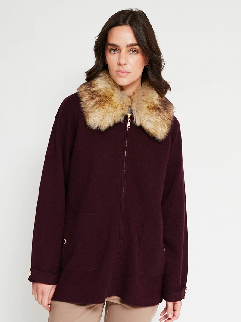 CARDIGAN MUJER CACHAREL CIERRE Y PELOS - 2
