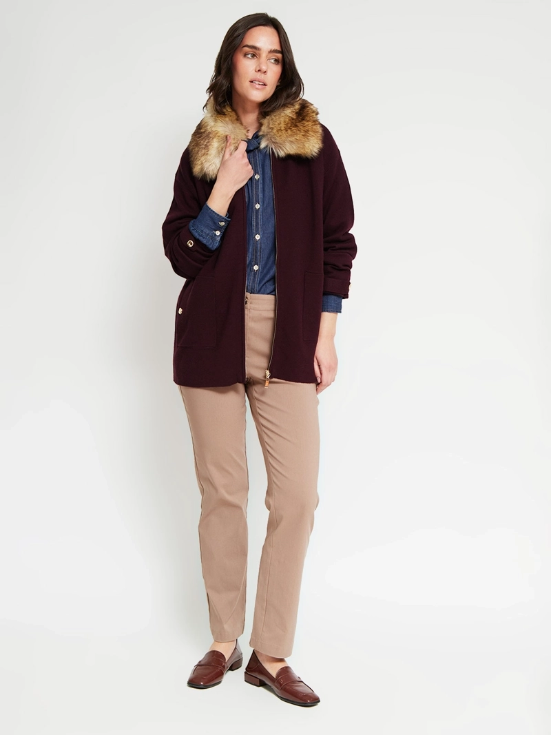 CARDIGAN MUJER CACHAREL CIERRE Y PELOS - 5