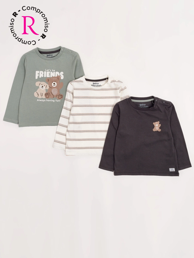 PACK X3 POLERA NIÑO BABY HARVEST ALGODÓN MANGA LARGA - 1