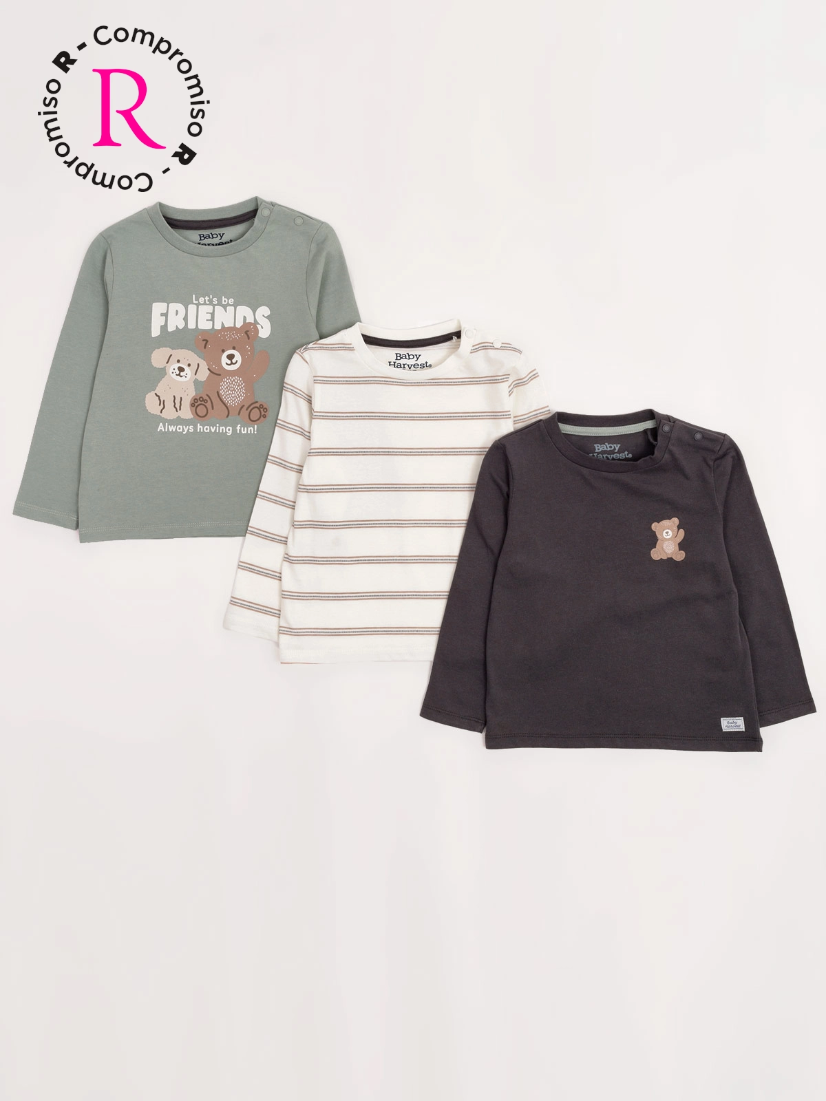 PACK X3 POLERA NIÑO BABY HARVEST ALGODÓN MANGA LARGA - 1