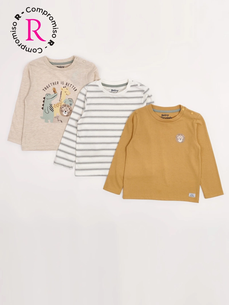 PACK X3 POLERA NIÑO BABY HARVEST ALGODÓN MANGA LARGA - 1