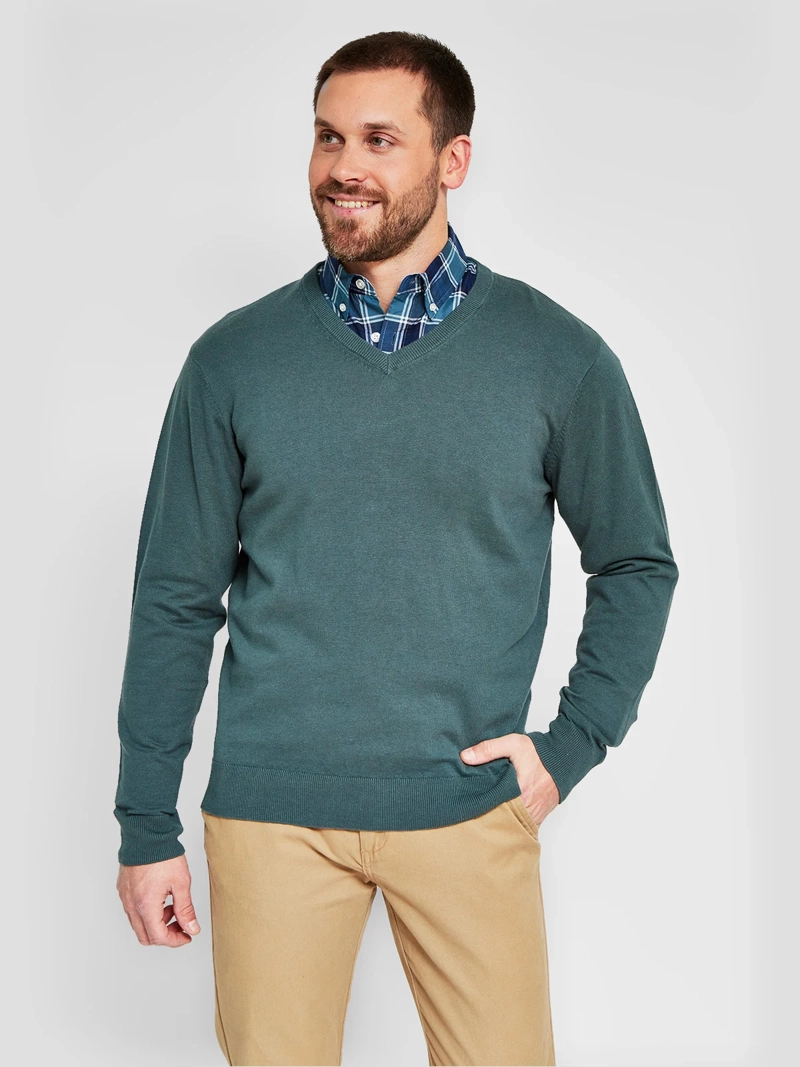 SWEATER HOMBRE KENNETH STEVENS ALGODÓN CUELLO EN V - 1