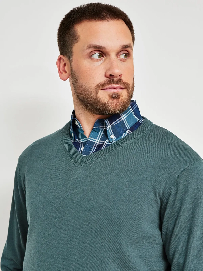 SWEATER HOMBRE KENNETH STEVENS ALGODÓN CUELLO EN V - 3