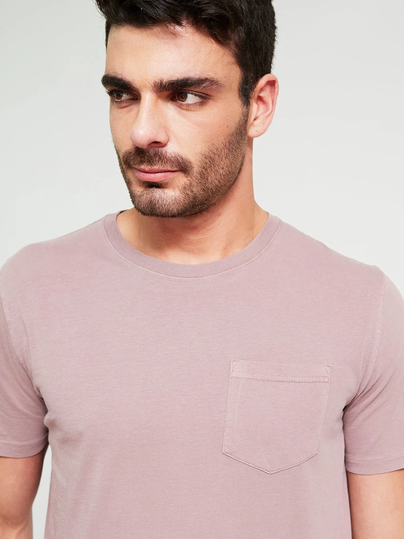 POLERA HOMBRE CACHAREL ALGODÓN CUELLO REDONDO MANGA CORTA LAVADA - 3