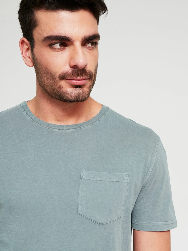 POLERA HOMBRE CACHAREL ALGODÓN CUELLO REDONDO MANGA CORTA LAVADA - 3