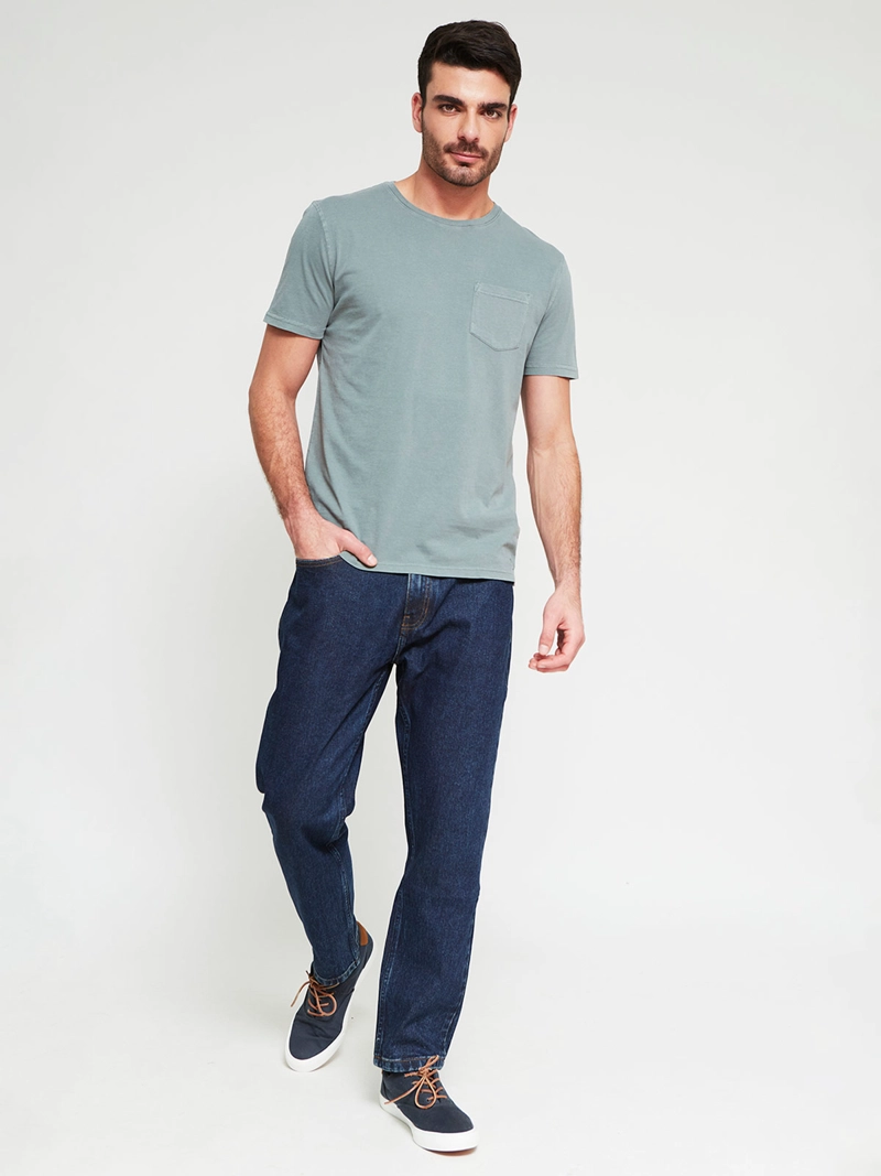 POLERA HOMBRE CACHAREL ALGODÓN CUELLO REDONDO MANGA CORTA LAVADA - 4