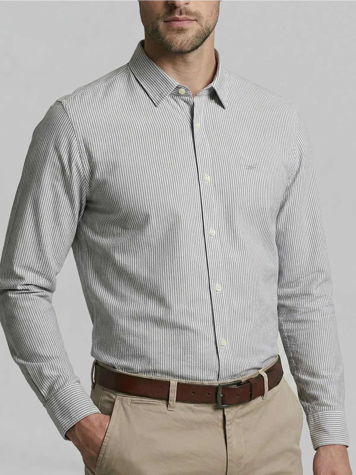 CAMISA MANGA LARGA HOMBRE FEROUCH SPORT OXFORD LISTADA - 3