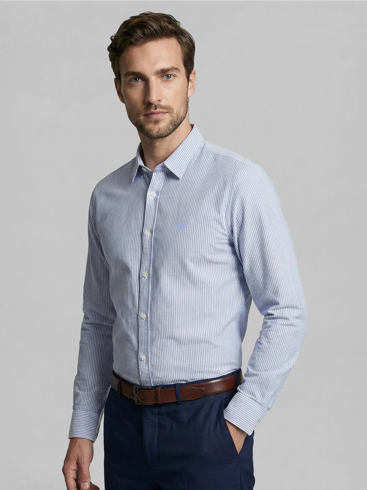 CAMISA MANGA LARGA HOMBRE FEROUCH SPORT OXFORD LISTADA - 1