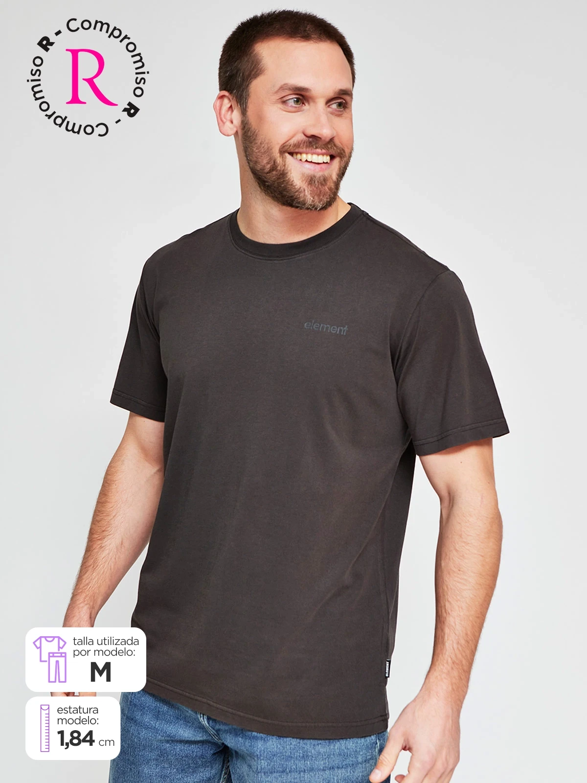 POLERA HOMBRE ELEMENT ALGODÓN MANGA CORTA BÁSICA - 1