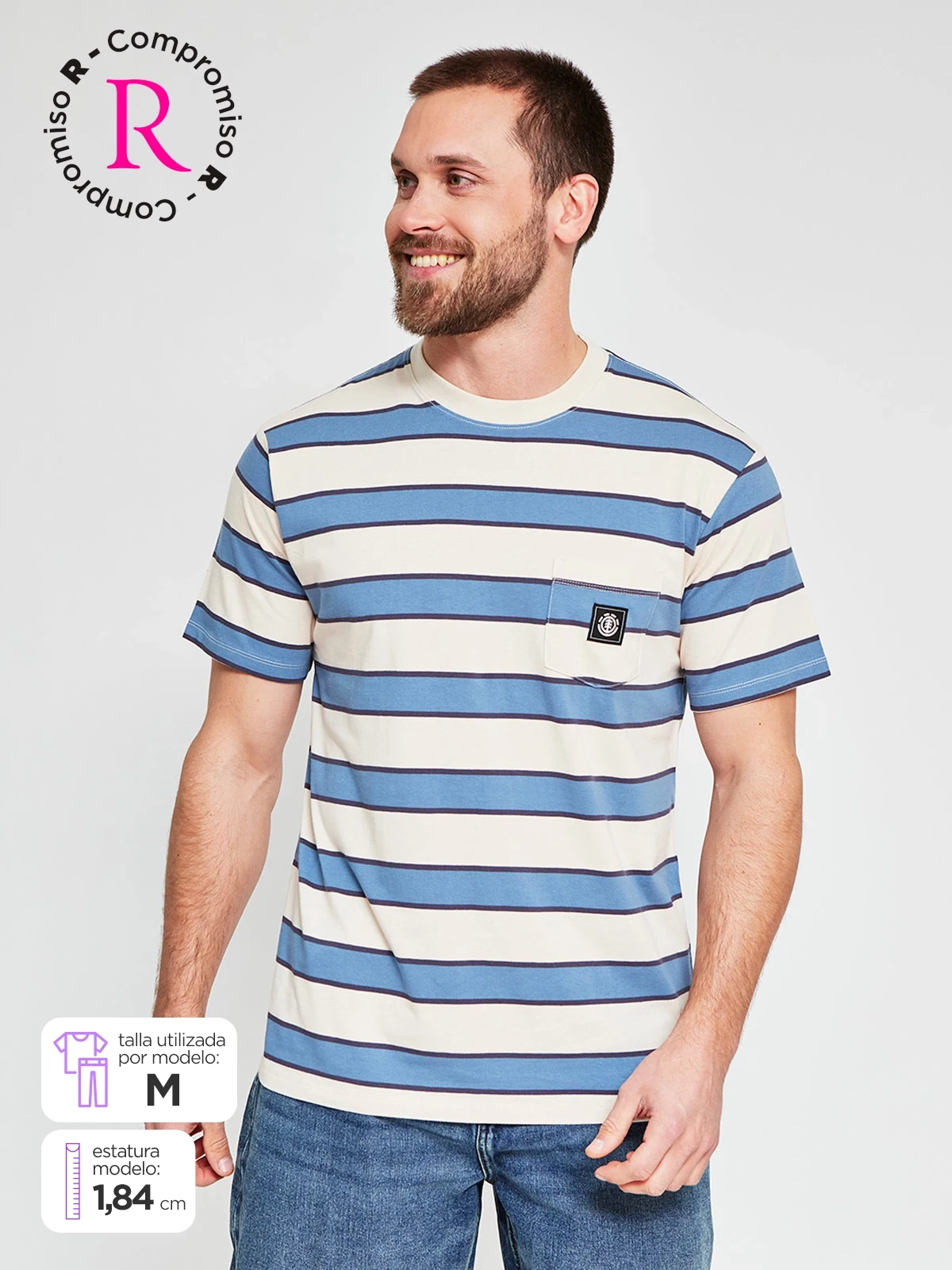 POLERA HOMBRE ELEMENT ALGODÓN MANGA CORTA RAYAS - 1